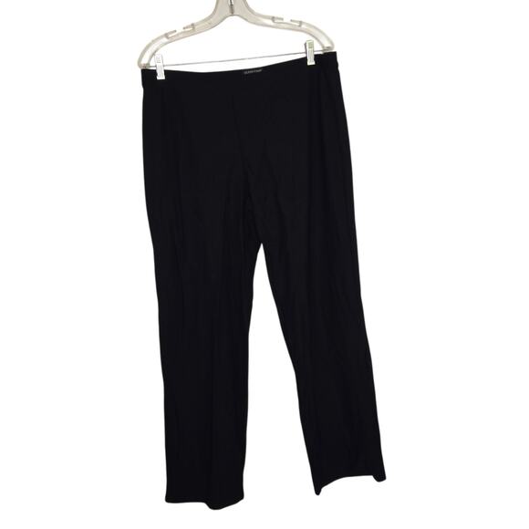 Eileen Fisher Pants Black Elastic Waist Washable Straight Leg Women Large - Picture 1 of 8